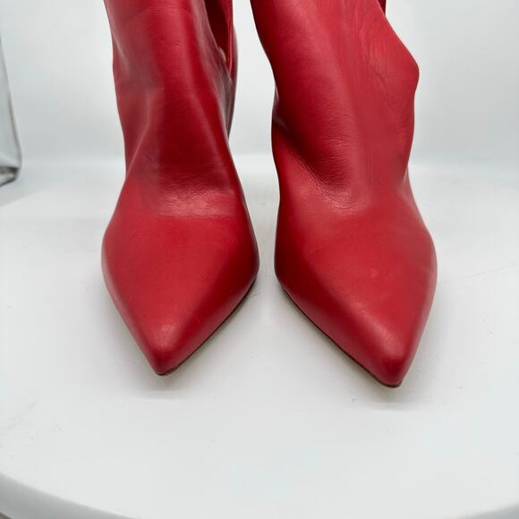 Aldo Red Leather Fraresa Stiletto Heel Ankle Boots Pointed Toe Booties Womens 9 - Picture 10 of 14